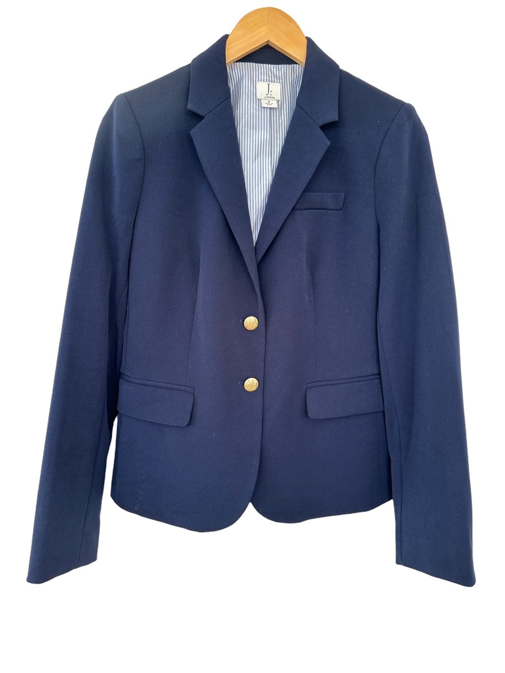 J. Crew Tailored Blazer with Gold Buttons, Navy, Single Breasted, Lined